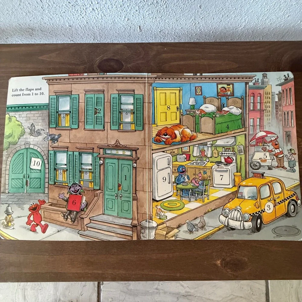 Sesame Street Elmo's Big Lift-and-Look Book 1994 Hardcover 60+ Flaps Complete